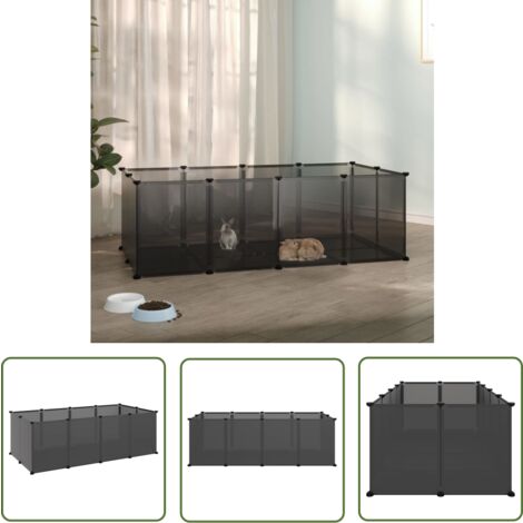 The Living Store Kleintierkäfig Schwarz 144x74x46,5 cm PP und Stahl - Kleintierkäfig - Haustierkäfig - Nagetiergehege - Kaninchendrahtzaun - Hamstergehege
