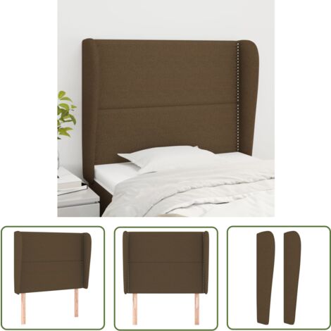 PROLENTA PREMIUM Dunkelbraun 103x23x118/128 cm Stoff - Bettkopfteil - Kopfteil - Holzbett - Massivholzkopfteil - Polsterbezug