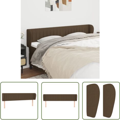 The Living Store Kopfteil mit Ohren Dunkelbraun 163x23x78/88 cm Stoff - Betthaupt - Kopfteil - Holzbettfundament - Massivholzbettelement - Lattenrost