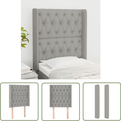 The Living Store Kopfteil mit Ohren Hellgrau 83x16x118/128 cm Stoff - Bettkopfteil - Kopfteil - Betthaupt - Schlafzimmereinrichtung - Wohnaccessoires