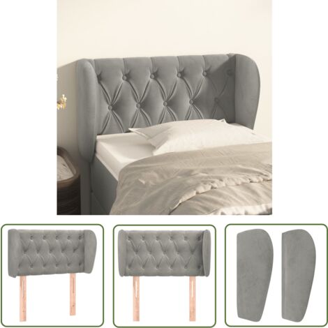 The Living Store Kopfteil mit Ohren Hellgrau 83x23x78/88 cm Samt - Bettkopfteil - Kopfteil - Samt - Grau - Wohnaccessoires