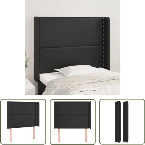 The Living Store Kopfteil mit Ohren Schwarz 93x16x118/128 cm Kunstleder - Bettkopfteil - Kopfteil - Betthaupt - Schlafzimmereinrichtung - Luxusbett