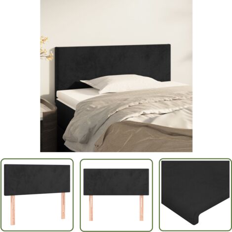 The Living Store Kopfteil Schwarz 80x5x78/88 cm Samt - Samt Kopfteil - Schwarzes Kopfteil - Bettkopf Schwarz - Hochwertiges Kopfteil - Gemütliches Kopfteil