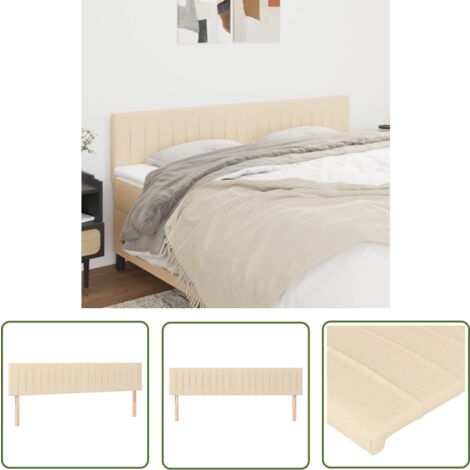 The Living Store Kopfteile 2 Stk. Creme 90x5x78/88 cm Stoff - Bettkopfteile - Cremefarbenes Kopfteil - Betthauptstücke - Lattenrost - Bettgestell