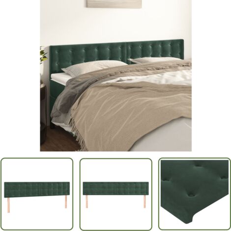 The Living Store Kopfteile 2 Stk. Dunkelgrün 100x5x78/88 cm Samt - Bettkopfteile - Kopfteil - Samtbett - Dunkelgrünes Bett - Wohnaccessoires