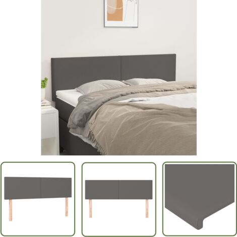 The Living Store Kopfteile 2 Stk. Grau 72x5x78/88 cm Kunstleder - Bettkopfteile - Bettkopfteile - Kopfteil - Grau - Kunstleder