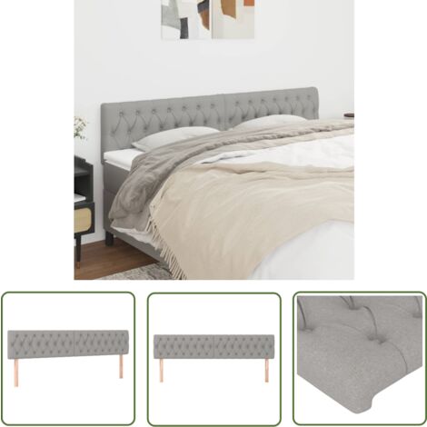The Living Store Kopfteile 2 Stk. Hellgrau 100x7x78/88 cm Stoff - Bettkopfteile - Kopfteile - Bettsofa - Wohnaccessoires - Schlafzimmereinrichtung
