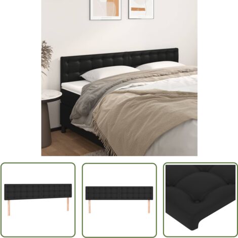 The Living Store Kopfteile 2 Stk. Schwarz 100x5x78/88 cm Kunstleder - Bettkopfteile - Betthauptstücke - Kopfteil Schwarz - Kunstleder - Massivholzkörper