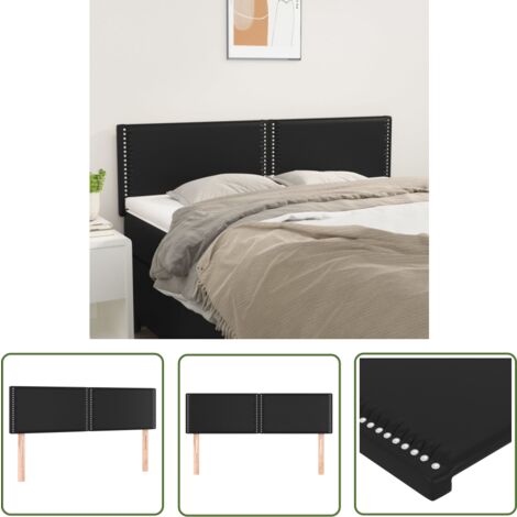 The Living Store Kopfteile 2 Stk. Schwarz 72x5x78/88 cm Kunstleder - Bettkopfteile - Betthauptstücke - Kopfteil Schwarz - Kunstleder - Massivholzkörper