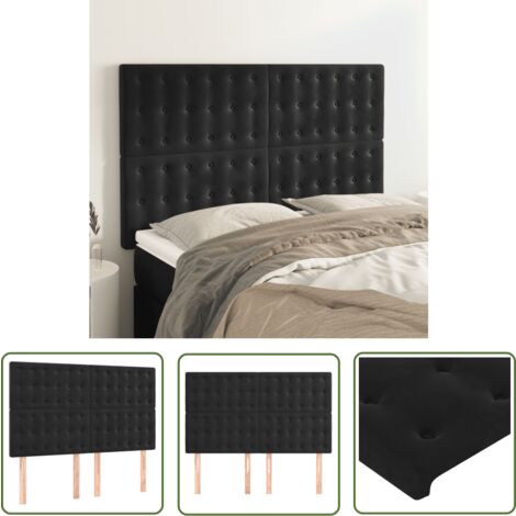 The Living Store Kopfteile 4 Stk. Schwarz 72x5x78/88 cm Samt - Bettkopfteile - Samtbett - Kopfteil Schwarz - Hochwertiges Bettteil - Wohnaccessoires
