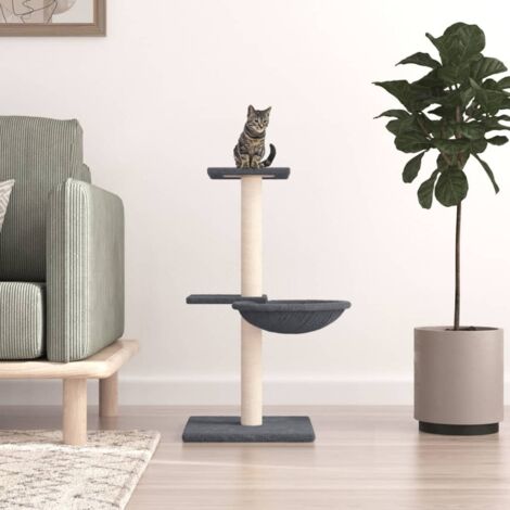 The Living Store Kratzbaum mit Sisal-Kratzsäulen Dunkelgrau 72 cm - Katzenkratzbaum - Sisalkratzbaum - Kratzbaum Für Katze - Katzenmöbel - Katzenspielzeug