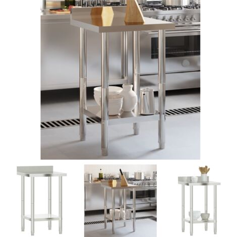 The Living Store Küchen-Arbeitstisch mit Aufkantung 55x55x93 cm Edelstahl - Gastronomie