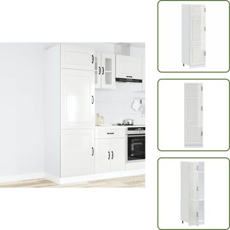 The Living Store Küchenschrank Kalmar Hochglanz-Weiß Holzwerkstoff - Küchenmöbel