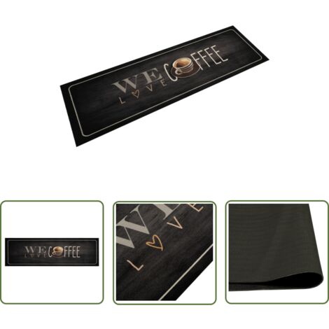 The Living Store Küchenteppich Waschbar Kaffee 45x150 cm Samt - Küchenläufer - Samt - Kaffeefarbe - Rutschfest - Maschinenwäsche