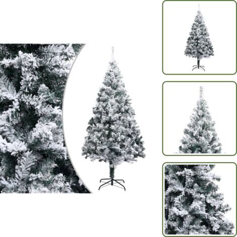 The Living Store Künstlicher Weihnachtsbaum mit Schnee Grün 180 cm PVC - Weihnachtsbaum mit Schnee