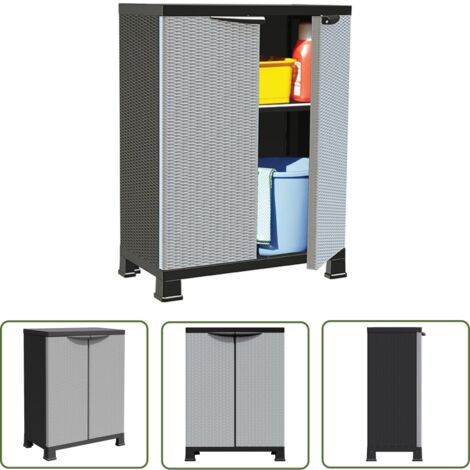 The Living Store Kunststoffschrank 68x39x92 cm Rattan-Design - Aufbewahrungsbox - Garderobe - Schuhschrank - Werkzeugschrank - Plastikmöbel