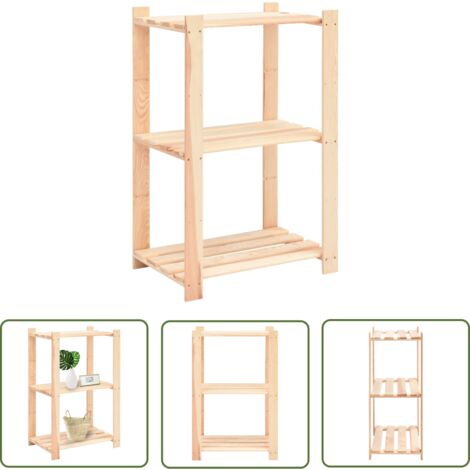 The Living Store Lagerregal mit 3 Böden 60×38×90 cm Kiefer Massivholz 150 kg - Industrieregal - Holzregal - Lagerregal - Massivholzkasten - Stauraum