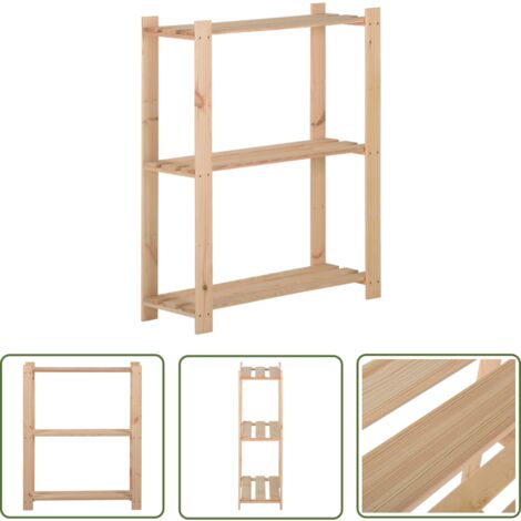 The Living Store Lagerregal mit 3 Böden 60x28,5x90 cm Massivholz Kiefer - Holzregal - Kiefernholz - Industrieregals - Lagerregal - Werkzeugschrank