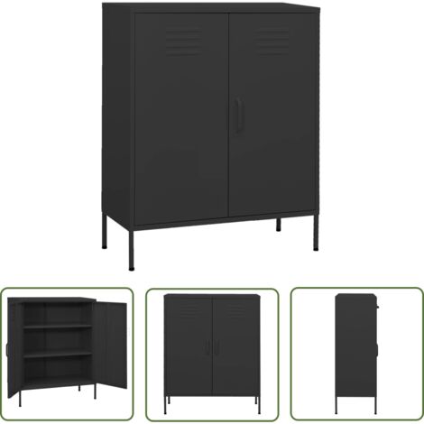 The Living Store Lagerschrank Anthrazit 80x35x101,5 cm Stahl - Lagerschrank - Stauraum - Metallregal - Garderobe - Wohnzimmermöbel