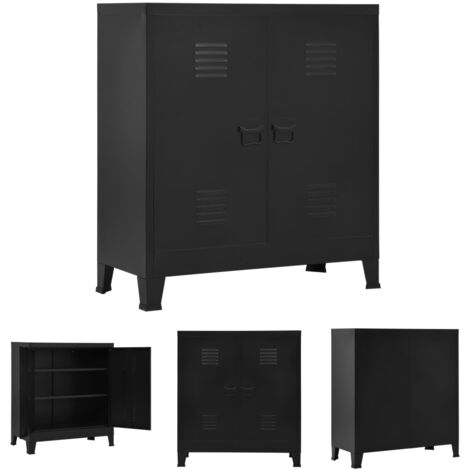 The Living Store Lagerschrank Industrial Schwarz 90x40x100 cm Stahl -  Aufbewahrungstruhen