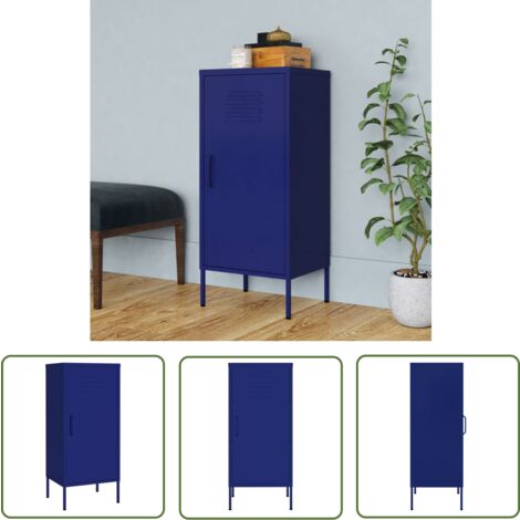 The Living Store Lagerschrank Marineblau 42,5x35x101,5 cm Stahl - Schreibtischschubladen - Metallregal - Garderobenschrank - Wohnzimmermöbel - Regal Blau