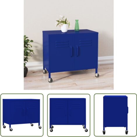 The Living Store Lagerschrank Marineblau 60x35x56 cm Stahl - Schreibtischschublade - Lagerschrank - Garderobe - Bürobedarf - Aufbewahrungsbox