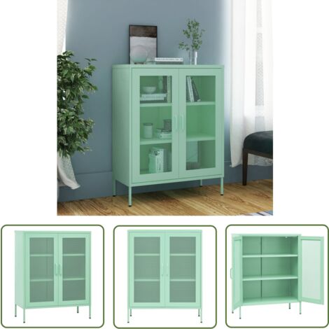The Living Store Lagerschrank Minzgrün 80x35x101,5 cm Stahl - Lagerschrank - Stauraum - Garderobe - Metallregal - Wohnzimmermöbel
