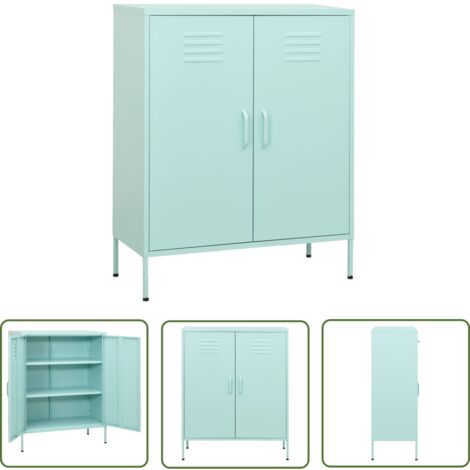 The Living Store Lagerschrank Minzgrün 80x35x101,5 cm Stahl - Lagerschrank - Stauraum - Metallregal - Wohnzimmermöbel - Garderobe