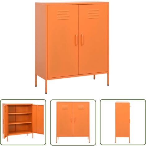 The Living Store Lagerschrank Orange 80x35x101,5 cm Stahl - Lagerschrank - Stauraum - Garderobe - Wohnraumorganisation - Metallregal