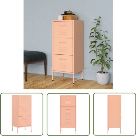 The Living Store Lagerschrank Rosa 42,5x35x101,5 cm Stahl - Lagerschrank - Stauraum - Rosa - Metallschrank - Wohnzimmermöbel