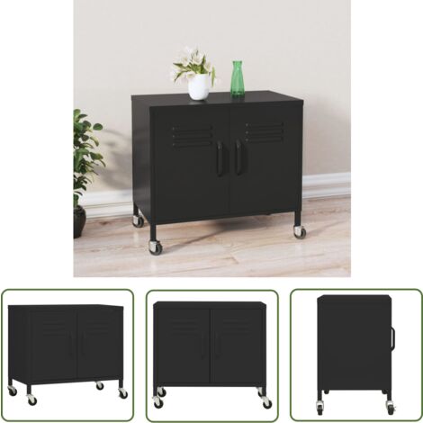 The Living Store Lagerschrank Schwarz 60x35x56 cm Stahl - Schreibtischschublade - Bürobedarf - Büromöbel - Regalsystem - Aufbewahrungsbox