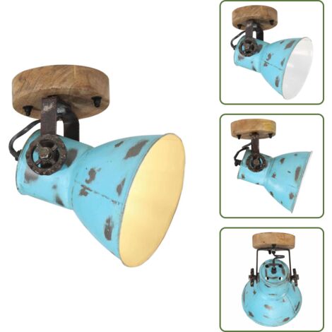 The Living Store Lampada a Parete 25 W Blu Anticato 11,5x11,5x25 cm E27 - Luce calda
