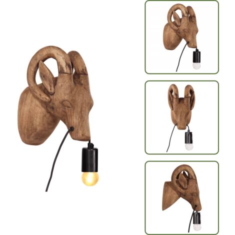 The Living Store Lampada a Parete a Forma di Animale 25 W 15x24x25 cm E27 - Lampada da parete in legno