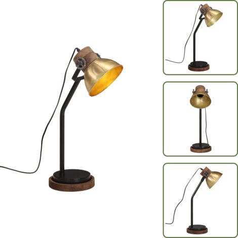 The Living Store Lampada a Scrivania 25 W Ottone Anticato 18x18x60 cm E27 - Lampada industriale