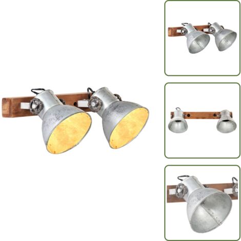 The Living Store Lampada da Parete in Stile Industriale Argento 45x25 cm E27 - Lampada da parete argento