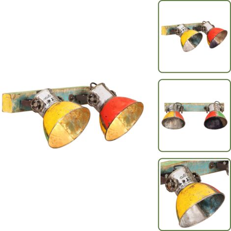 The Living Store Lampada da Parete Industriale Multicolore 45x25 cm E27 - Lampada da parete in ferro