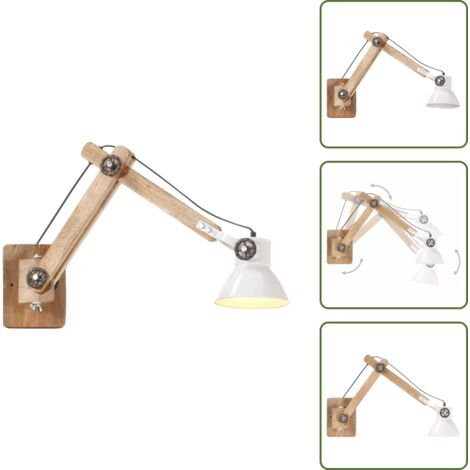 The Living Store Lampada da Parete Stile Industriale Bianca Rotonda E27 - Lampada da letto