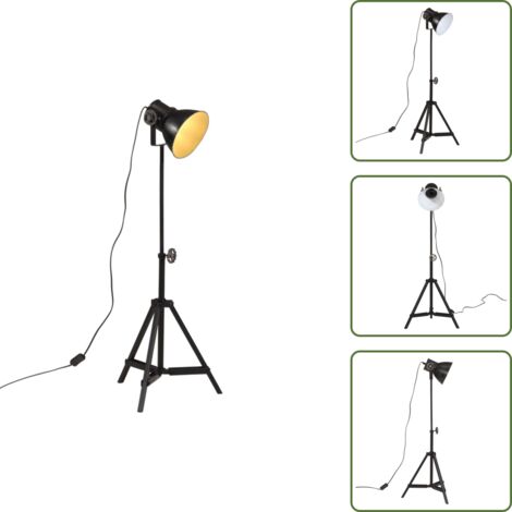 The Living Store Lampada da Terra 25 W Nera 35x35x65/95 cm E27 - Lampada industriale