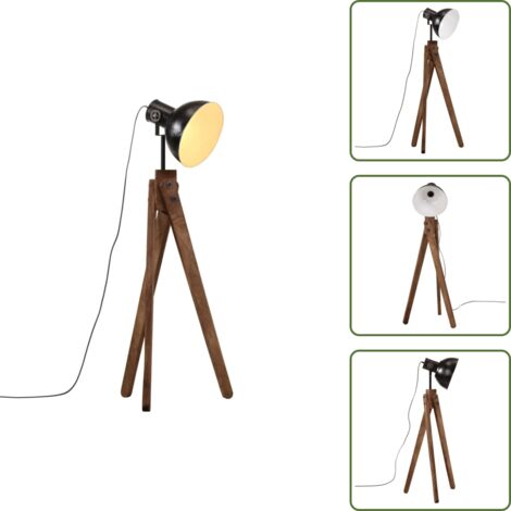 The Living Store Lampada da Terra 25 W Nera 45x45x120 cm E27 - Illuminazione