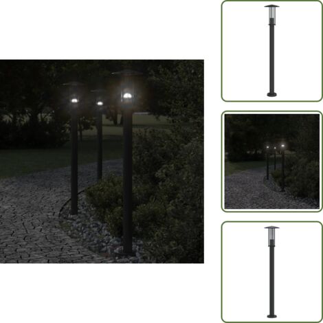 The Living Store Lampada da Terra per Esterni Argento 100 cm in Acciaio Inox - Illuminazione esterna