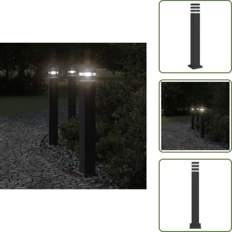 The Living Store Lampada da Terra per Esterni Nera 80 cm in Alluminio - Illuminazione esterna