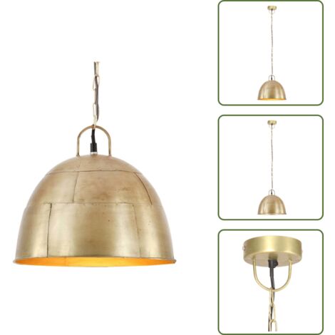 The Living Store Lampada Industriale Vintage 25 W Ottone Rotonda 31 cm E27 - Lampada industriale