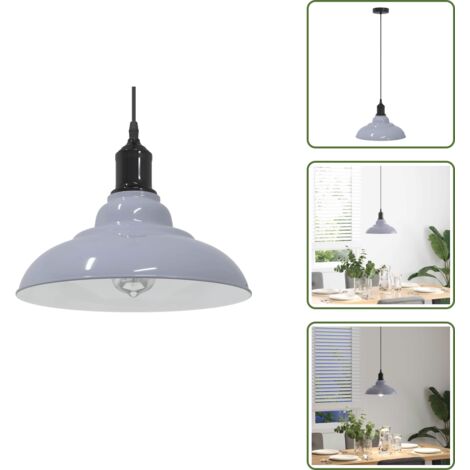 The Living Store Lampada Sospensione Regolabile E27 Grigio Lucido Ø31 cm Metallo - Illuminazione