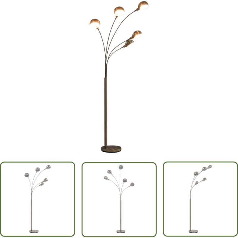 The Living Store Lampadaire 200 cm 5 x E14 Argenté - Lampadaire Moderne - Lampadaire Ajustable - Lampadaire Arc - Éclairage Intérieur - Luminaire