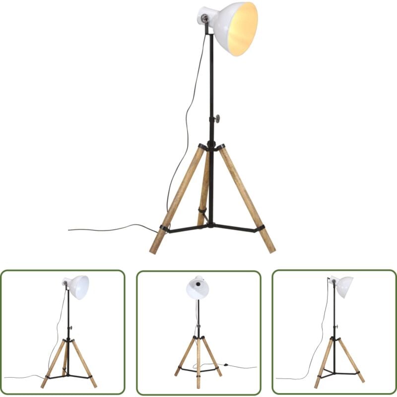 The Living Store - Lampadaire 25 w blanc 75x75x90-150 cm E27 - Lampadaire Industriel - Lampadaire Design - Éclairage D'ambiance - Abat-jour Ajustable