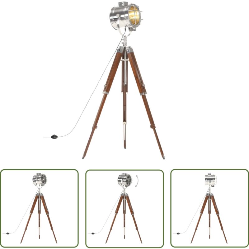 The Living Store - Lampadaire à trépied bois de manguier massif 165 cm - Lampadaire Retro - Lampadaire Industriel - Lampadaire Pied Tripode