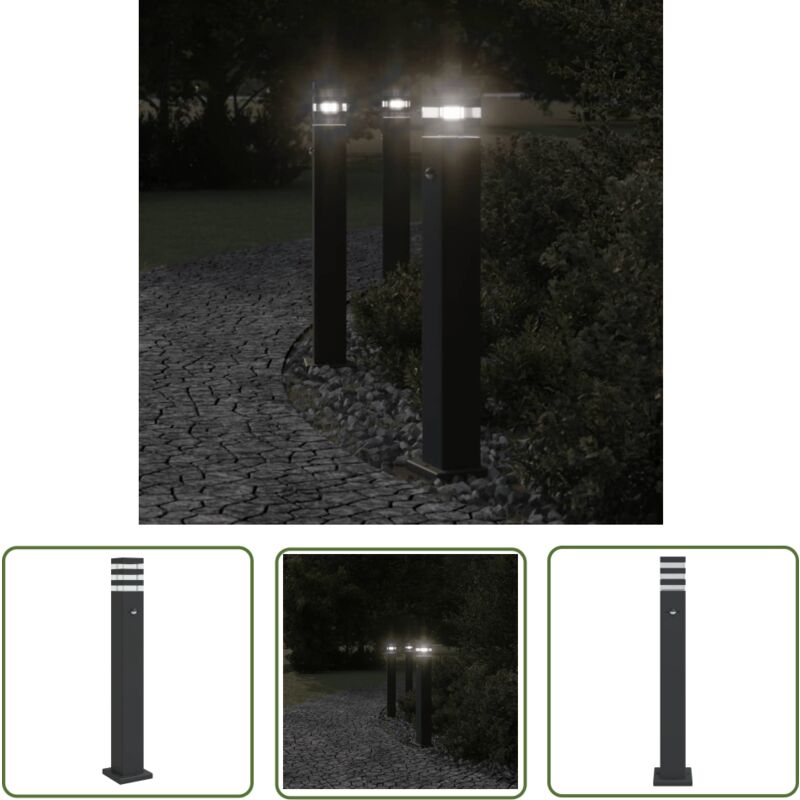Lampadaire d'extérieur avec capteur noir 80 cm aluminium - Lampadaire Exterieur - Éclairage Extérieur - Lampe Extérieur - Luminaire Extérieur