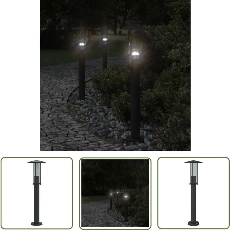 Lampadaire d'extérieur noir 60 cm acier inoxydable - Lampadaire Exterieur - Éclairage Extérieur - Luminaire Extérieur - Lampe Extérieur - Jardin