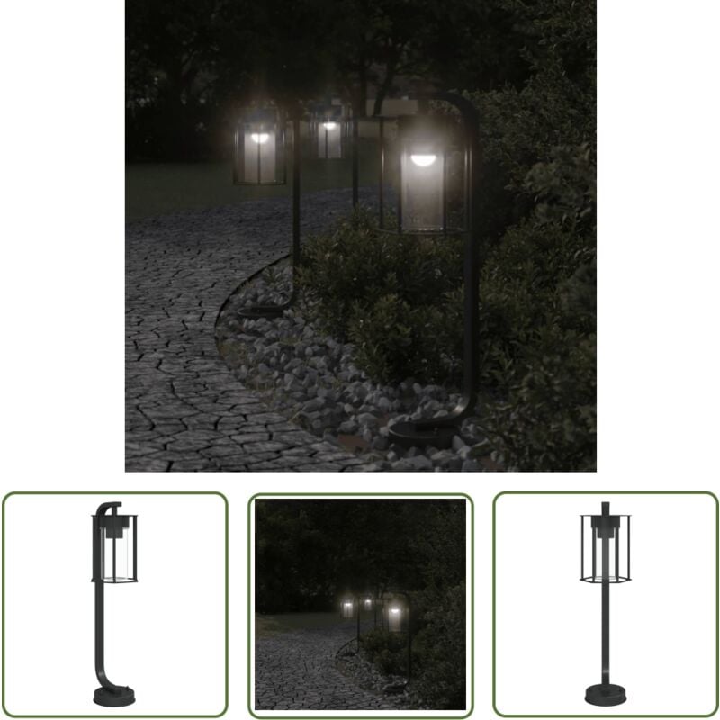 Lampadaire d'extérieur noir 60 cm acier inoxydable - Lampadaire Exterieur - Éclairage Extérieur - Luminaire Extérieur - Lampe Extérieur - Jardin