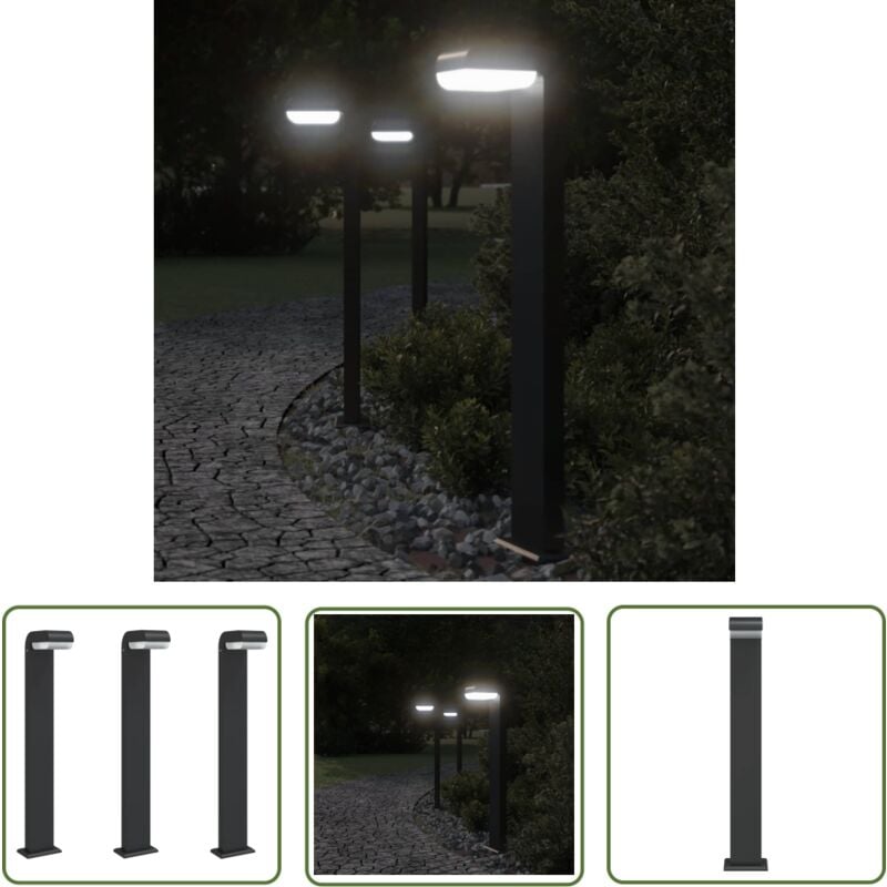 Lampadaires d'extérieur 3pcs noir aluminium moulé sous pression - Lampadaire Exterieur - Éclairage Extérieur - Luminaire Extérieur - Lampe Extérieur